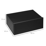 Set 2 Comodini Sospesi Moderni in Legno per Camera da Letto, 40x30x15cm, Nero - immagine 3
