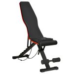 Panca Multifunzione per Addominali e Pesi, Inclinazione Regolabile ed Elastici, 130x48x48-109cm, Nero