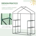 Serra da Giardino in Acciaio e Plastica PE con 4 Ripiani, Funi e Picchetti, 141x72x191 cm, Verde - immagine 7