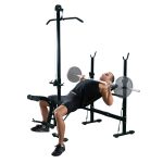 Panca Multifunzione Stazione Fitness con Schienale Regolabile su 3 Livelli, Supporto Gambe e Barra Superiore, 175x110x202cm, Nero - immagine 2