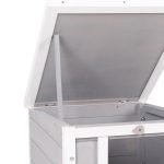 Gabbia per Conigli in Legno da Esterno con Tetto in Asfalto e Rampa Antiscivolo, 42x51x43cm, Grigia - immagine 9