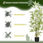 Pianta Artificiale di Bambù Alta 120cm da Interno con Vaso Incluso - immagine 6