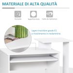 Scrivania Moderna con Mensola per Tastiera e Cassetto in Tessuto, 100x40x86.6cm, Bianco e Nero - immagine 5