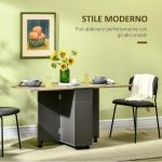 Tavolo Pieghevole da Pranzo in Truciolato con 2 Cassetti, 1 Armadietto, max. 6 Persone, 140x76x76 cm - immagine 4