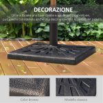 Base per Ombrellone Quadrata in Resina per Pali da Ø3.8/4.8cm, 47x47x32cm - immagine 4