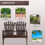 Panchina da Giardino in Legno Stile Country con Braccioli a Ruota, 108x66x95cm, Colore Legno - immagine 7