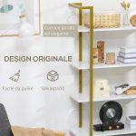 Mobile Libreria a 4 Livelli Rialzato e Multiuso, in MDF e Acciaio, 92x35x152cm - immagine 7