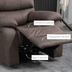 Poltrona Relax con Reclinazione Manuale e Poggiapiedi, in Microfibra e Acciaio, 97x90x96 cm, Marrone - immagine 6