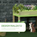 Fioriera Rialzata in Legno con Gambe e Ripiano Inferiore per Giardino e Balcone 91x51x76cm - immagine 4