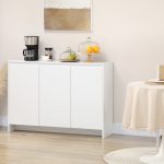 Credenza Moderna a 12 Ripiani Interni in Truciolato per Cucina, Soggiorno e Ingresso, 120x35x85 cm, Bianco - immagine 2