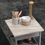 Carrello da Cucina con Cassetto, 2 Vassoi Estraibili e Ripiano Fisso, in Legno di Pino e MDF, 37x37x76 cm - immagine 8