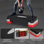 Step Fitness per Aerobica con Altezza Regolabile 10-15 cm, 68x29cm Nero e Rosso - immagine 4