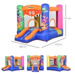 Casa Gioco Castello Gonfiabile Gigante per Bambini 3-8 anni Trampolino Rimbalzante Colorato con Scivolo e Canestro 250cmx180cmx175cm - immagine 3