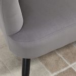 Divano 2 Posti in Velluto con Gambe in Metallo e Schienale a Conchiglia, 132x66x80cm, Grigio - immagine 7