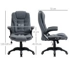 Sedia da Ufficio Ergonomica e Regolabile con Schienale alto e Seduta Imbottita, Poltrona Girevole con Ruote, Grigio - immagine 3