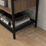 Mobile Porta TV fino 48" Stile Industriale in Legno e Acciaio, 110x40x48cm, Marrone e Nero - immagine 9