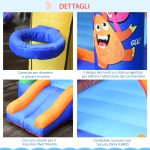 Casa Gioco Castello Gonfiabile Gigante per Bambini 3-8 anni Trampolino Rimbalzante Colorato con Scivolo e Canestro 250cmx180cmx175cm - immagine 8