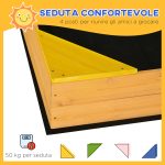 Sabbiera per Bambini da 4 Posti in Legno di Abete con Design senza Fondo, 109x109x19.8 cm - immagine 5