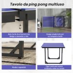 Tavolo da Ping Pong Pieghevole per Interni, Tavolo Ping Pong con Rete, Montaggio Non Richiesto, 182x91 cm, Blu e Viola - immagine 6