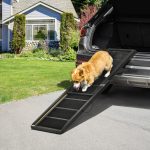 Rampa per Cani Pieghevole Antiscivolo in Legno con Maniglia Laterale, 43x165x6.5 cm, Nero - immagine 2