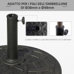 Base per Ombrellone in Resina 19kg con Decorazioni e Accoppiatore, Antiruggine, Φ54.5cm, Bronzo - immagine 4