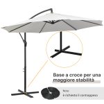 Ombrellone da Esterni 3x2.5 m con Manovella, in Acciaio e Poliestere Anti-UV, Crema - immagine 7