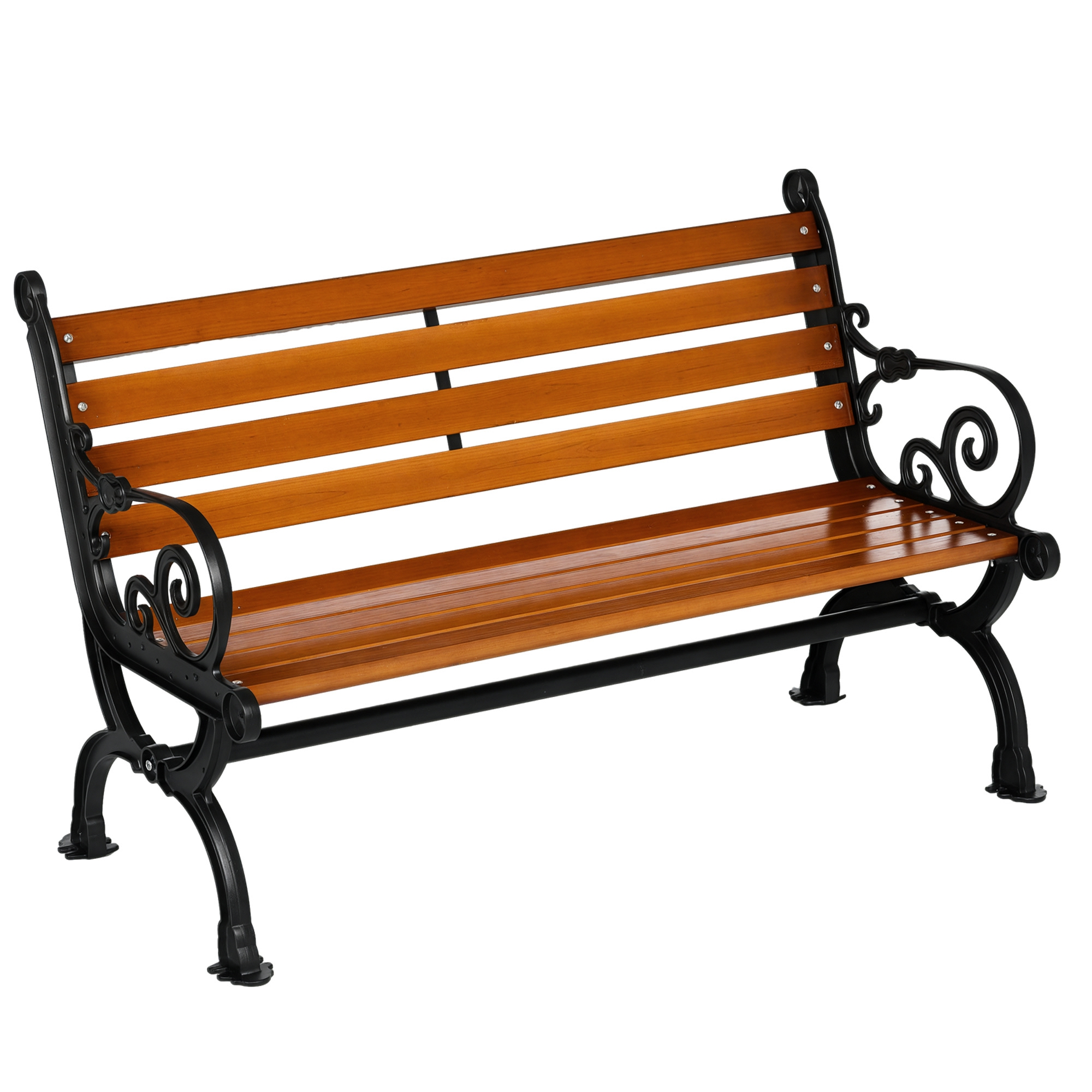 k9e46d19808995cbd.jpg Panchina da Giardino 2 Posti in Alluminio e Legno a Doghe con Braccioli, 120x64x79cm, Teak - immagine 1
