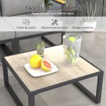  Salotto da Giardino con Divano e Tavolino in Alluminio con Cuscini Imbottiti, Grigio - immagine 7