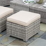 Salotto da Giardino in Rattan PE da 8 Pezzi con Poltrone, Tavolini e Sgabelli, Beige - immagine 9