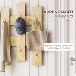 Set per Ingresso 3 in 1 con Appendiabiti a Muro, Specchio e Scarpiera con Panca in Legno - immagine 5
