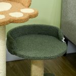 Albero Tiragraffi per Gatti con 2 Lettini, Pallina e Rivestimento in Velluto, 43x39x52cm - immagine 8