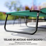 Sdraio da Giardino Pieghevole con Schienale Reclinabile su 4 Posizioni, 188x56x28cm, Verde - immagine 7