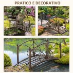 Ponticello da Giardino Vintage con Elementi Floreali, in Metallo, 99x68x53cm, Nero - immagine 6