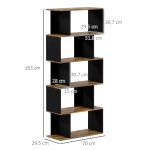 Libreria Moderna Asimmetrica a Parete con 5 Ripiani in Legno, 70x29.5x163cm, Marrone Rustico - immagine 3
