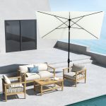 Ombrellone Rettangolare 2x3 m da Giardino con Apertura a Manovella e Inclinazione Regolabile, Beige - immagine 2