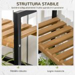 Portafiori a 3 Livelli con Ganci Superiori in Legno di Abete e Metallo per Interno ed Esterno, 80x36x174 cm - immagine 6