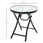 Tavolo da Giardino Pieghevole in Metallo e Ripiano in Vetro Φ45x50cm - immagine 3