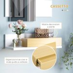 Set Mobili da Ingresso con Specchio 40x70cm e Cassetto in Legno con Fissaggio a Muro - immagine 6