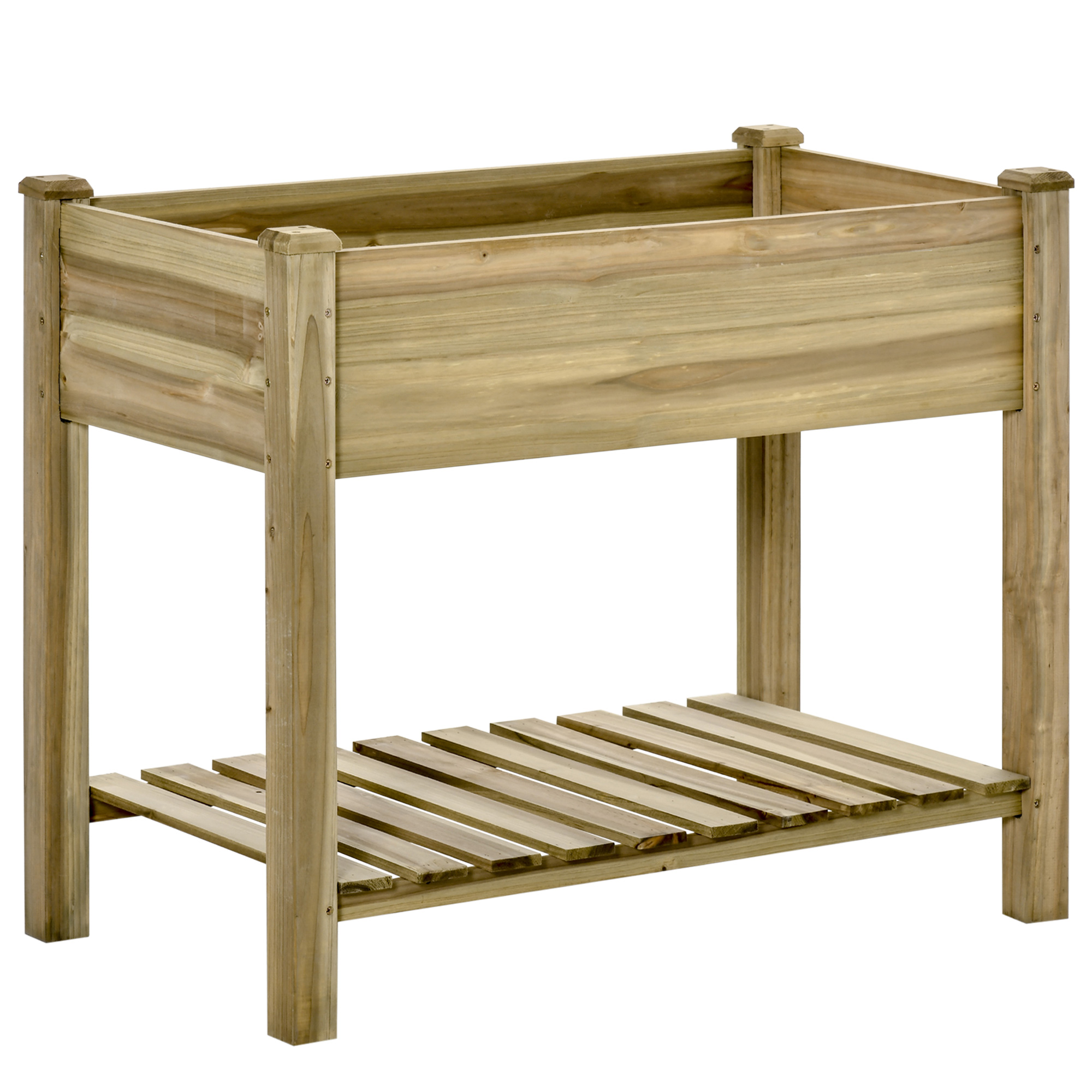 o0698a17f5810a079.jpg Fioriera Rialzata in Legno con Gambe e Ripiano Inferiore per Giardino e Balcone 91x51x76cm - immagine 1