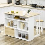 Tavolo da Bar Moderno in MDF per 2 Persone con 4 Ripiani Aperti e Armadietto, 116x79.5x91 cm - immagine 2