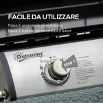 Piastra Barbecue a Gas da Tavolo con 2 Bruciatori e Potenza 6kW, 48.5x46x21cm, Nero - immagine 5