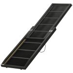 Rampa per Cani Pieghevole Antiscivolo in Legno con Maniglia Laterale, 43x165x6.5 cm, Nero
