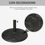 Base per Ombrellone in Resina 19kg con Decorazioni e Accoppiatore, Antiruggine, Φ54.5cm, Bronzo - immagine 6