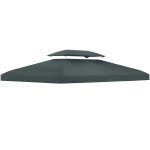 Copertura per Gazebo 4x3 m a 2 Livelli in Poliestere con Cinghie e 10 Fori di Drenaggio, Grigio Antracite