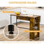 Bancone Bar Pieghevole Stile Industriale con Scaffale a 3 Ripiani, 120x76x91.4cm - immagine 6