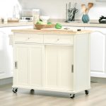 Isola per Cucina per Utensili e Accessori con Cassetti, Armadietto e Portasciugamani, 110x49.5x89.5 cm, Bianco - immagine 2