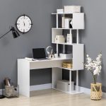 Scrivania Angolare Moderna in Truciolato per Ufficio e Studio con Ripiano a 4 Livelli, 120x80x176 cm, Bianco - immagine 2