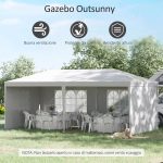 Tendone da Giardino Pieghevole per Feste ed Eventi con Pannelli Rimovibili, 5.83x2.95 m, Bianco - immagine 4