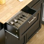 Carrello da Cucina Multiuso in Legno con 2 Cassetti, Armadietto e 4 Ruote, 104x46x91cm, Nero - immagine 9