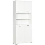Mobile Bagno in Truciolato Bianco con 2 Armadietti con Ante e 2 Ripiani Aperti, 80x33.5x190 cm